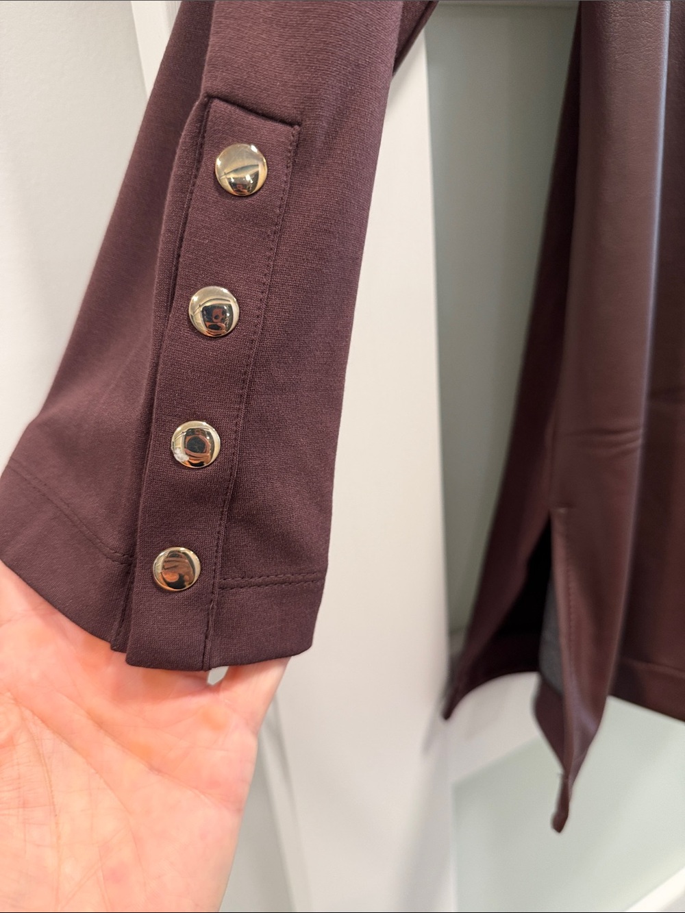 Chico's Faux Leather Tunic in Mauve Plum - Picture 2 of 11